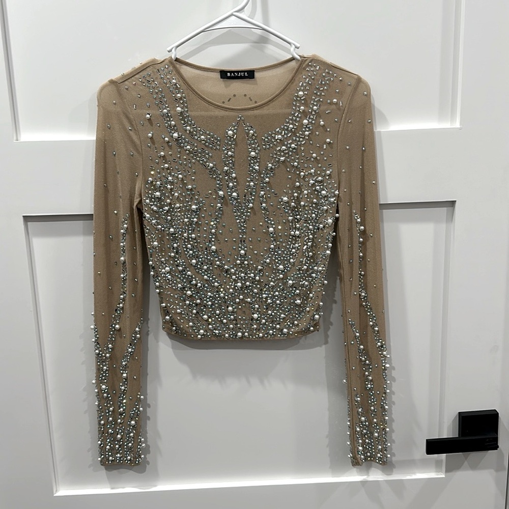 🌟SALE🌟BANJUL MESH JEWEL LONG SLEEVE TOP